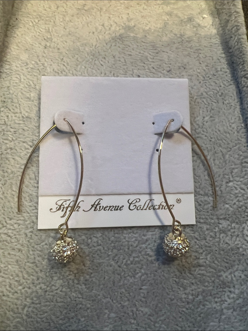Fifth Avenue Collection Gold Hoop Earrings with Crystal Ball Drops